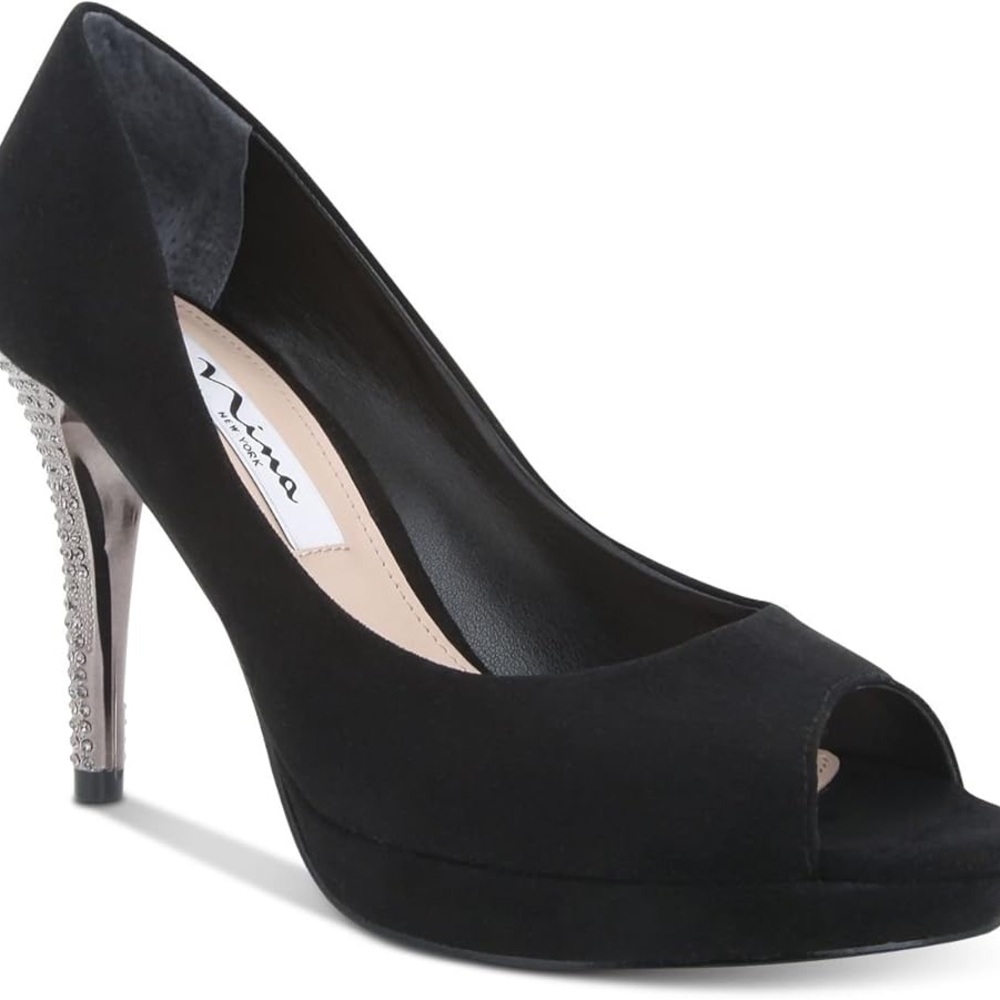 Nina New York Black Peep Toe Heels
